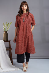 crimson craze - drop shoulder modern tunic with pockets