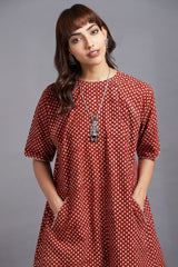 crimson craze - drop shoulder modern tunic with pockets