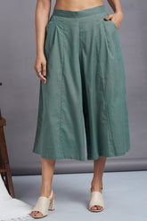 box pleated culotte - greyish green