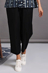 comfort fit ankle length narrow pants - black poplin cotton
