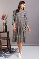 a-line dress with patch pocket - frost lake & pink salt