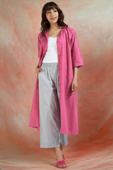 button down johnny collar shirt dress - fuchsia fizz & bubbly soiree