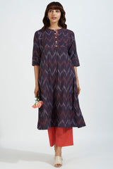 kalidar kurta - plum passion & salmon hues