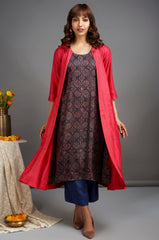 long viscose silk jacket - fierce pink & celestial lamps (only jacket)