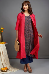 long viscose silk jacket - fierce pink & celestial lamps (only jacket)