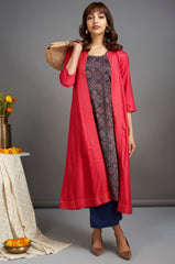 long viscose silk jacket - fierce pink & celestial lamps (only jacket)