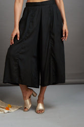 box pleated culotte - modal culotte - black