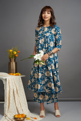 elegant anarkali - glorious peacock & bloomquist dahlia