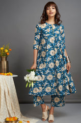 elegant anarkali - glorious peacock & bloomquist dahlia