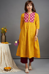 kalidaar kurta - gladiolus yellow & rasberry pink