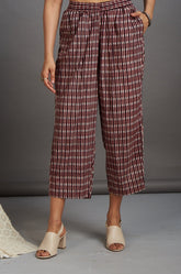 comfort fit ankle length narrow pants - red and checks
