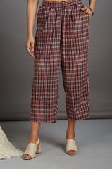 comfort fit ankle length narrow pants - red and checks