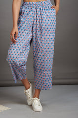 comfort fit ankle length narrow pants - grey pink buta