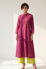 Magenta Petal Dots Cross Potli Angrakha Kurta