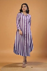 Lavender Line Long Cotton Shirt Dress