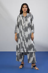 Co-ord Set Silver Silence Hi-Low Hem Kurta & Pants