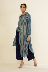 Azure Threads Long Shirt Dress
