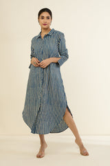 Azure Threads Long Shirt Dress