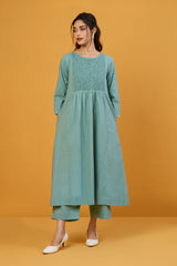 Frosted Glacier Smocked Yoke Kurta