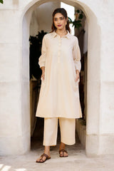 Ivory Moon Glow Organic Collar Kurta