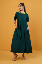 Button Down Jumpsuit With pockets Whispers of Forest Glow