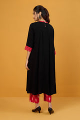 Fiery Nightfall Crew Neck A Line Gather Dress