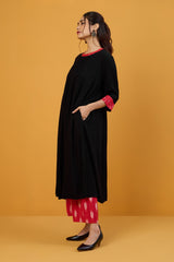 Fiery Nightfall Crew Neck A Line Gather Dress