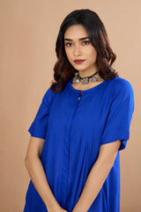 Button Down Jumpsuit With pockets Whispers of Sapphire Night