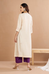 Ivory Silk Regal Reflections A-Line Panelled Kurta