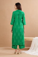 Jade & Berry Dots Applique Cotton Ikat Kurta