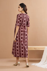 Deep Auburn Long Slit Dress