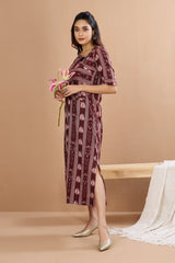 Deep Auburn Long Slit Dress
