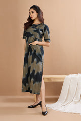 Ebony Meets Desert Long Slit Dress