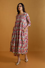 Bohemian Rainbow Pintuck Long Dress