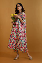 Bohemian Rainbow Pintuck Long Dress