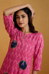 Co-ord Set Gentle Rose & Azure Long Kurta with Side Twist