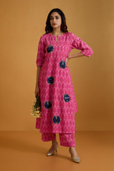 Co-ord Set Gentle Rose & Azure Long Kurta with Side Twist