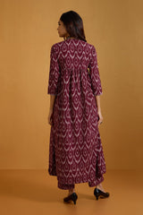 Burgundy Gaze V-Neck Gather Anarkali