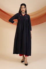 Black Rose Gleam V-Neck Gather Anarkali
