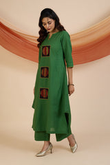 Co-ord Set Forest Carnival Long Kurta with Side Twist & Applique