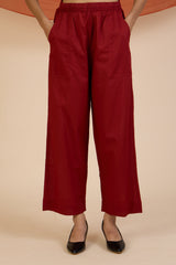 comfort fit ankle length narrow pants - rust cotton