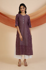 Co-ord Set Mauve Dusk Princess Cut Long Panelled Kurta with Slit ( set of 2 )