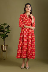 Fiery Sunlit Trails Long Trench Dress