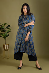 Luxe Copper Dawn & Indigo Modal Silk Dress