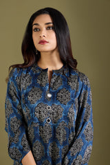 Luxe Copper Dawn & Indigo Modal Silk Dress