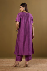 Co-ord set Dusty Mauve & Rose Mirror Silk Slub drop shoulder tunic & pants (set of 2)