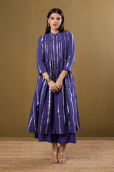 Amethyst Gleam Pleated Pintuck Button Down Dress