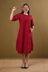 Cherry & Gold Mist Side Bias Shift Dress
