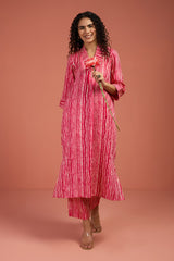 Co-ord Set Petal Pink & Snow Drift V-neck Kurta
