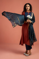 Copper Abyss Long Pintuck Yoke Kurta with Slit